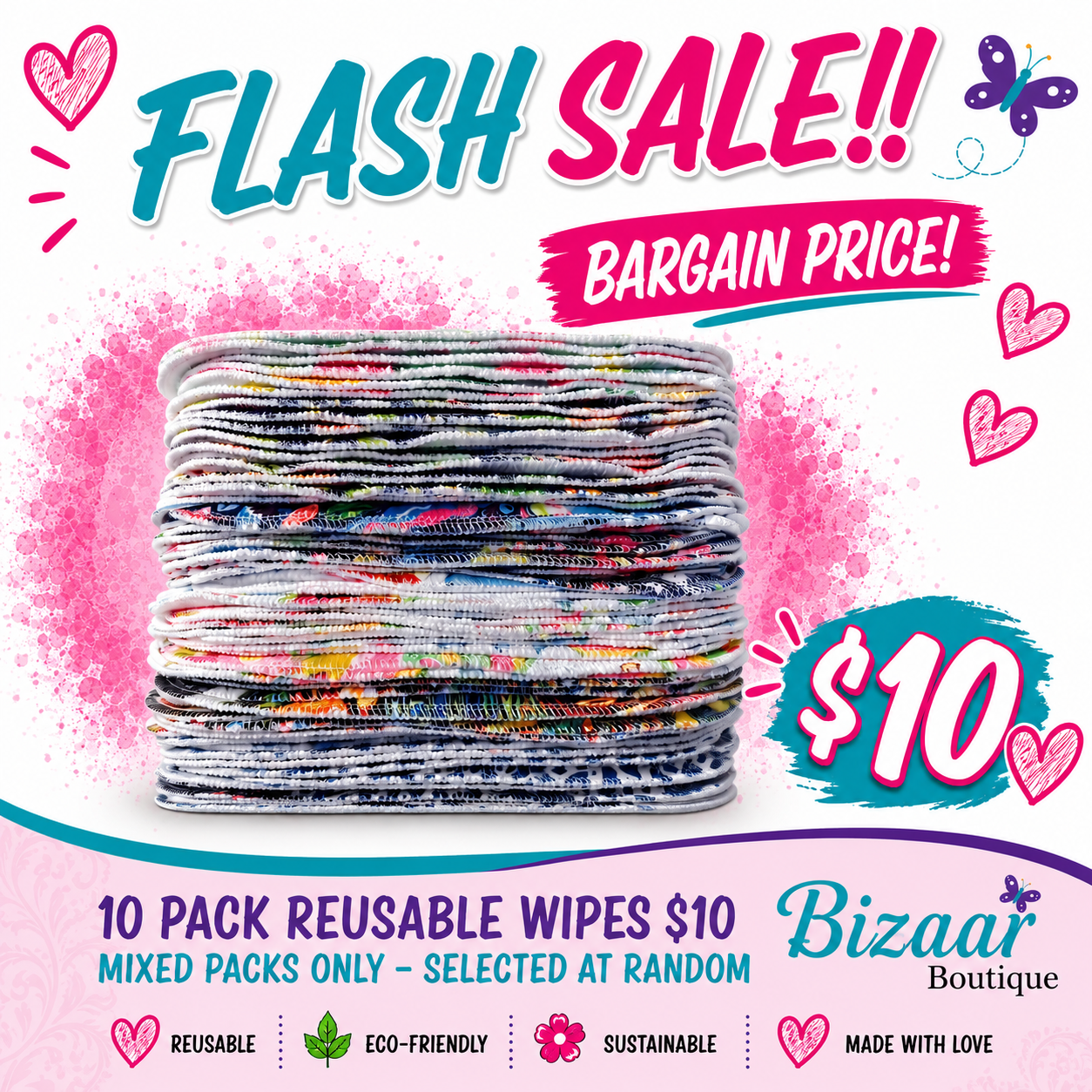 FLASH SALE- 10PK MIX WIPES